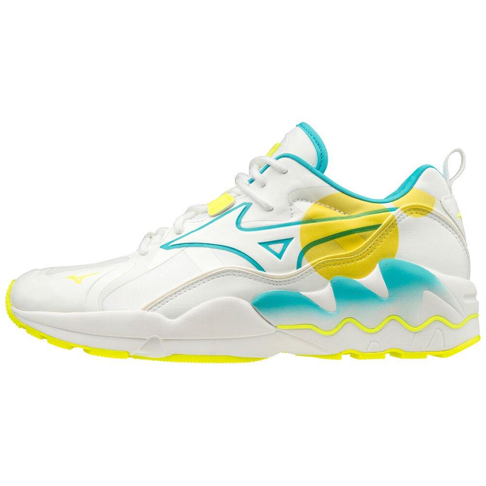 Mizuno Men's Sneakers White/Yellow Wave Rider 1 Shape of Time RB-Line Shoes - D1GA200347